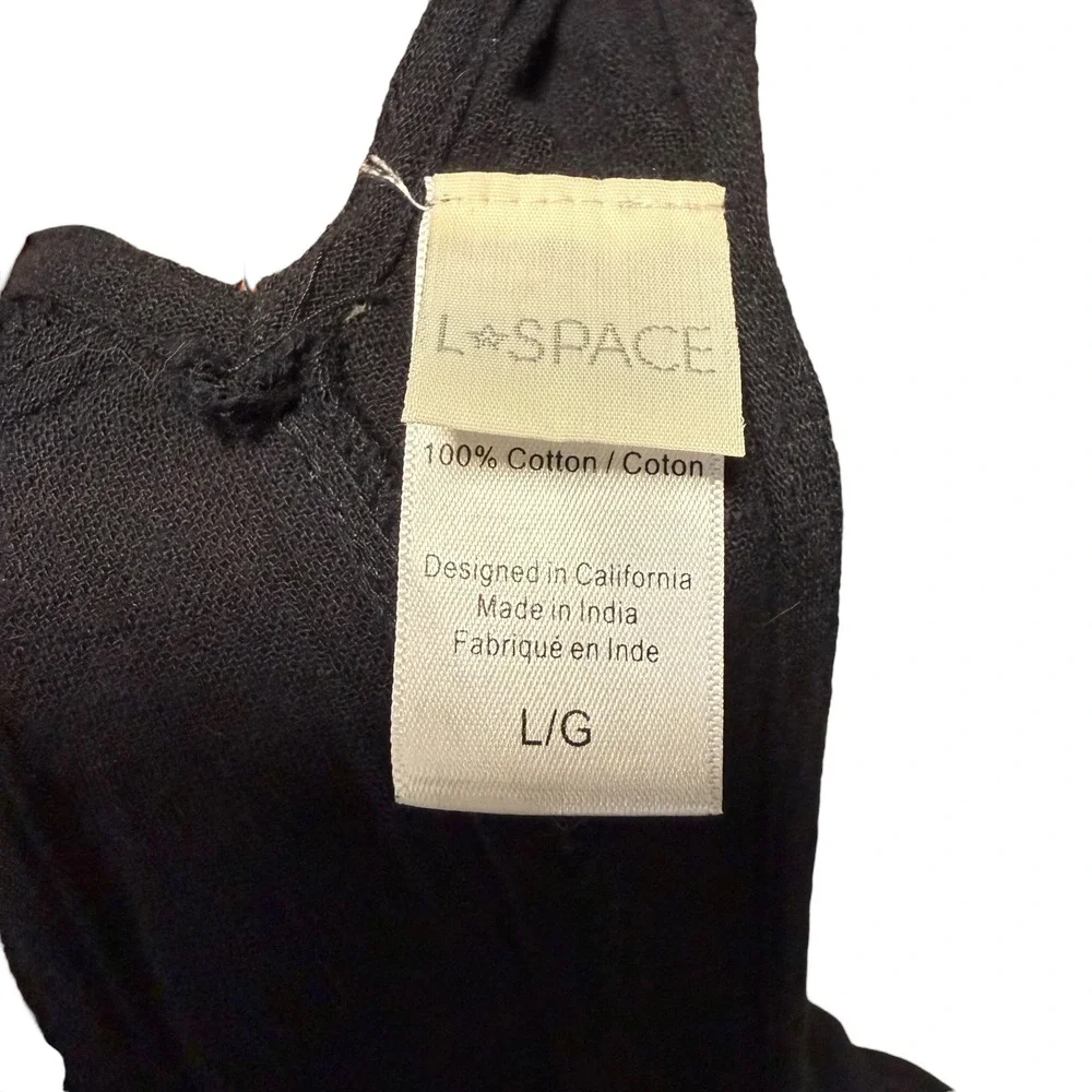 L. Space | Freya Overalls Black Tie Shoulder Jumpsuit Beach Cover-up Size L - Picture 8 of 12